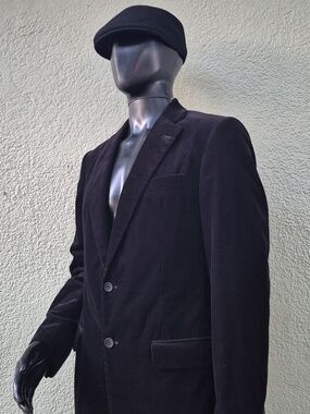 Emidio Tucci Men's Black Corduroy Sport Coat - Tailored Two-Button Blazer